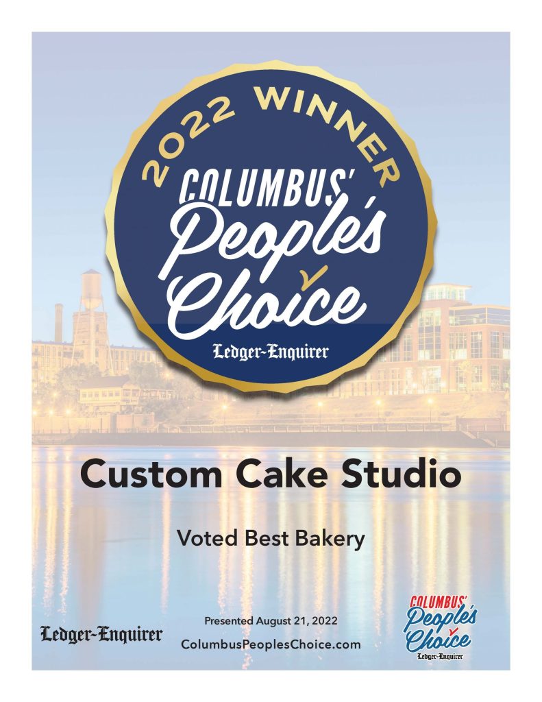 Gold ‘Winner’ certificate for Custom Cake Studio from the 2022 Columbus People’s Choice Award